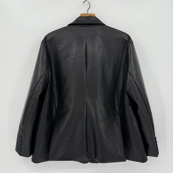Urban Outfitters Jules Fuax Leather Oversized Blazer Jacket in Black Size S - Picture 11 of 11